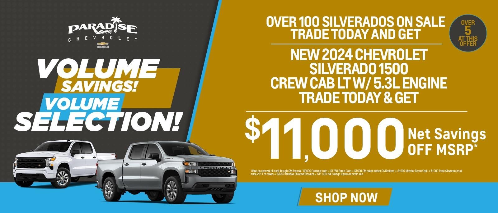 Save Up To $11,000 on Silverado 1500's