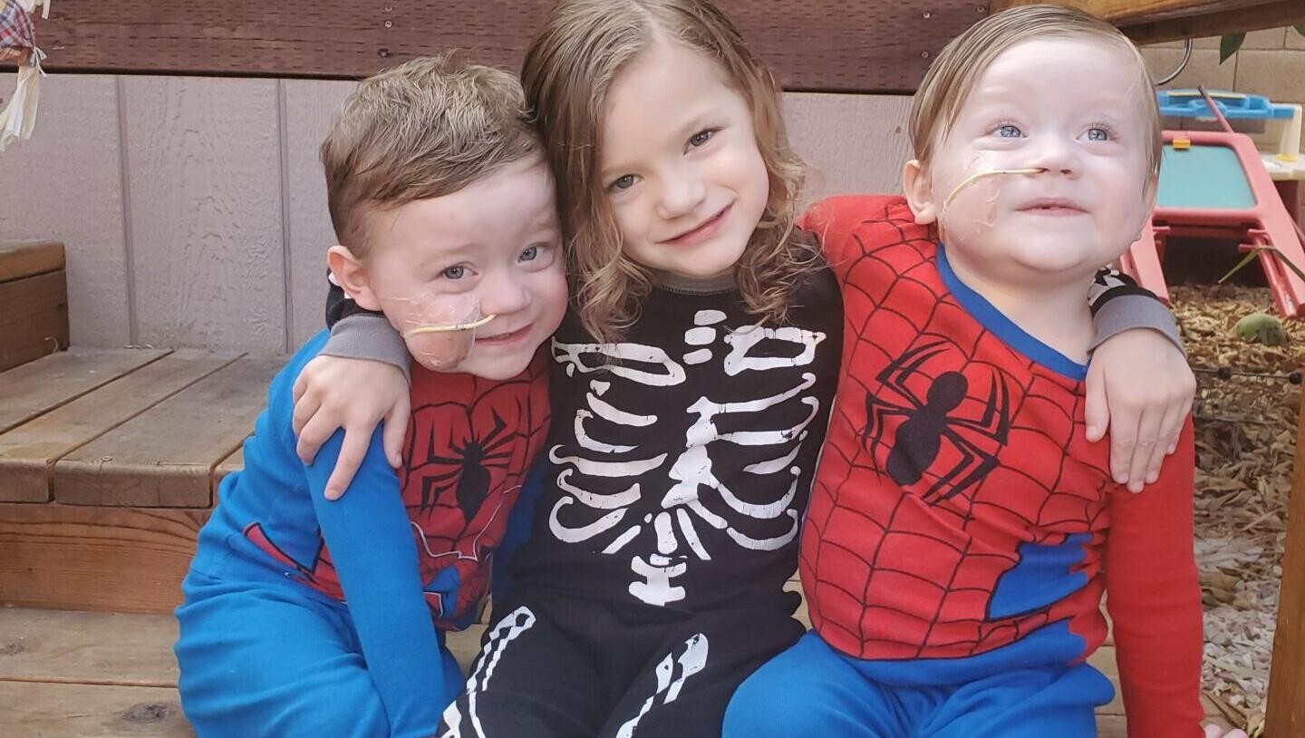 Kids on bench at childrens hospital