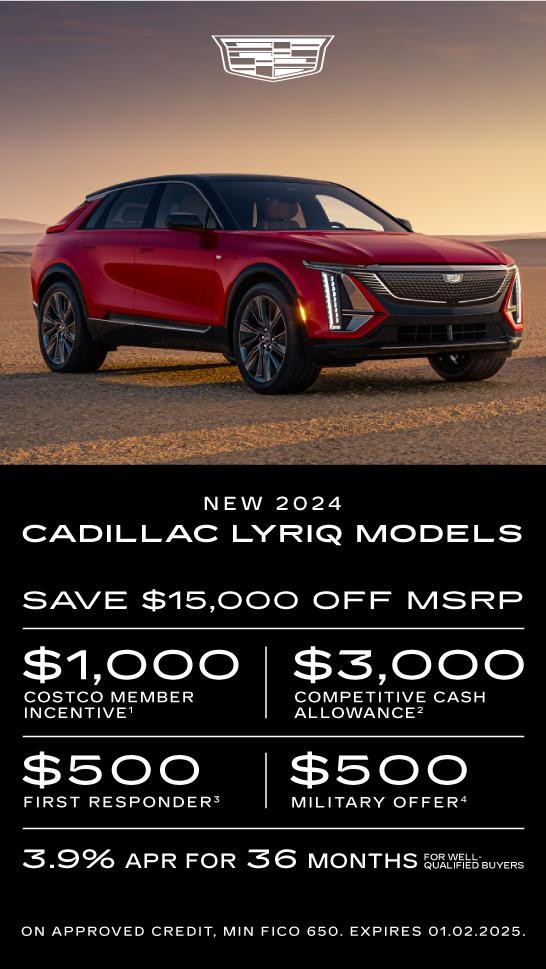 New 2024 CADILLAC LYRIQ MODELS SAVE $15,000 OFF MSRP