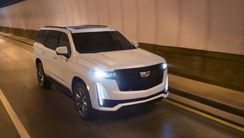 2022 Cadillac Escalade Luxury SUV driving in tunnel