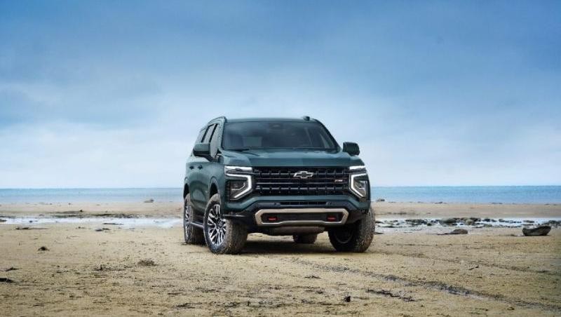 2025 Chevy Tahoe parked on a beach