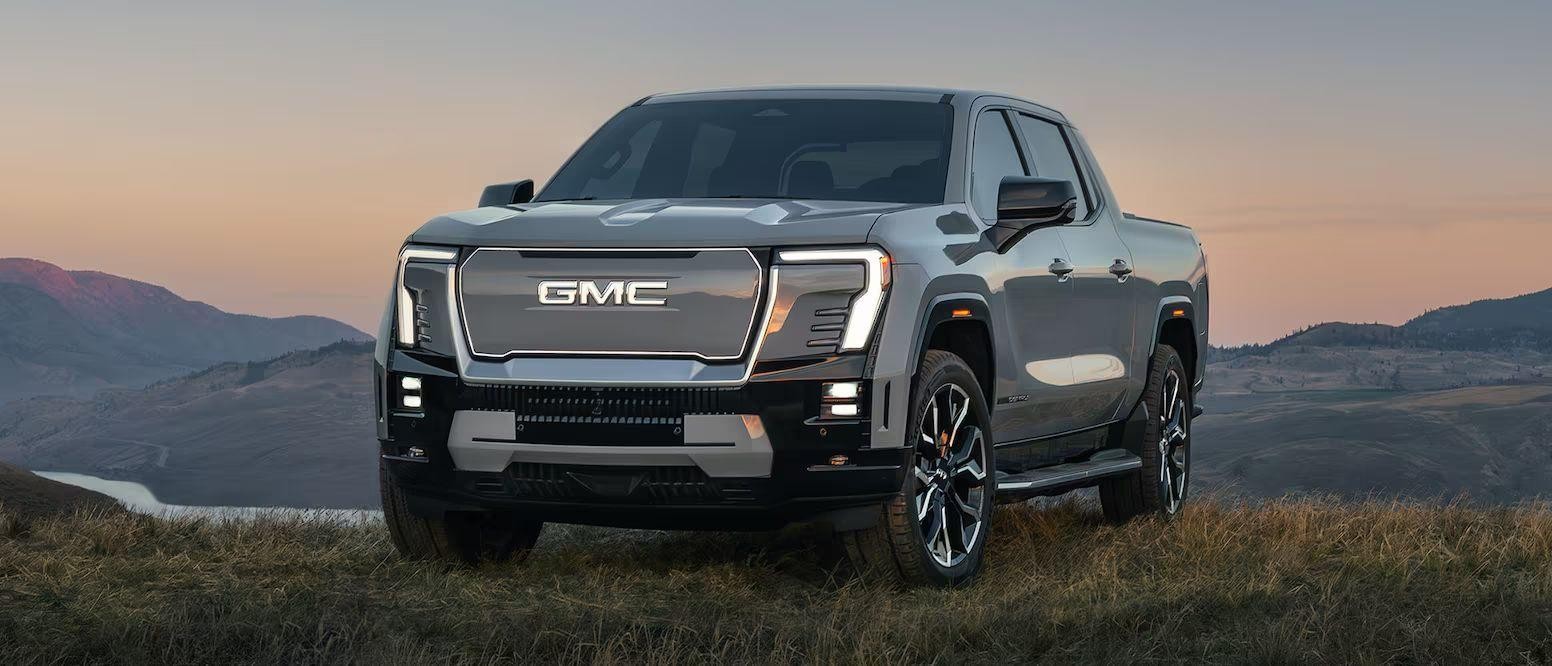 2025 Sierra EV parked on a ridgeline