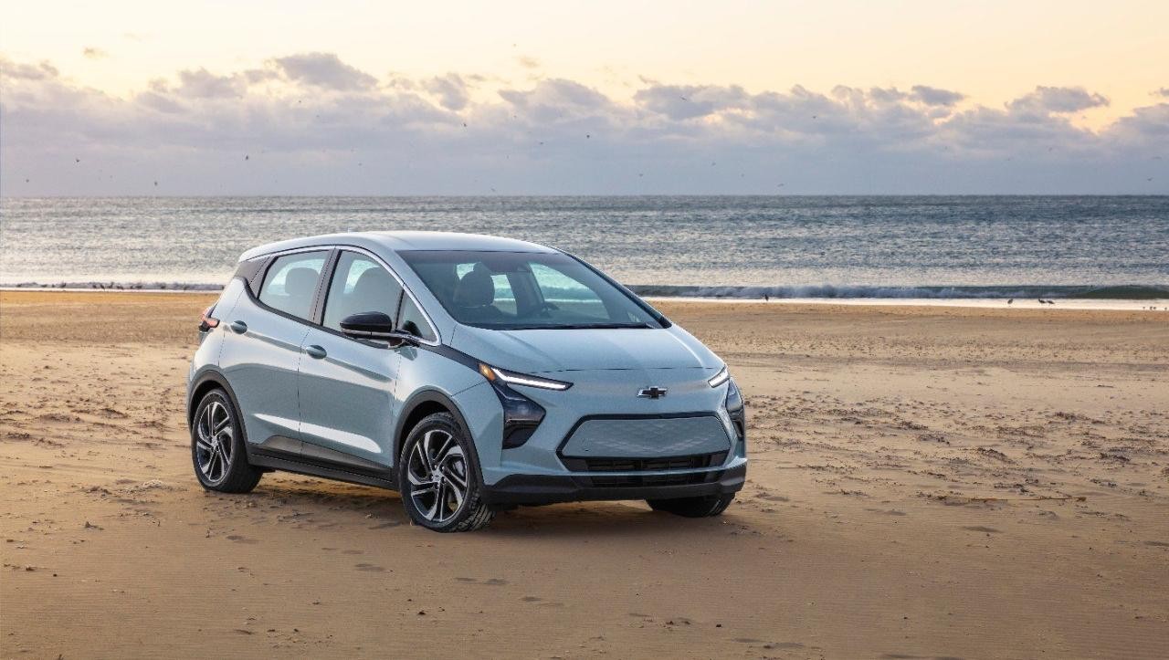 2022 Chevy Bolt on a beach