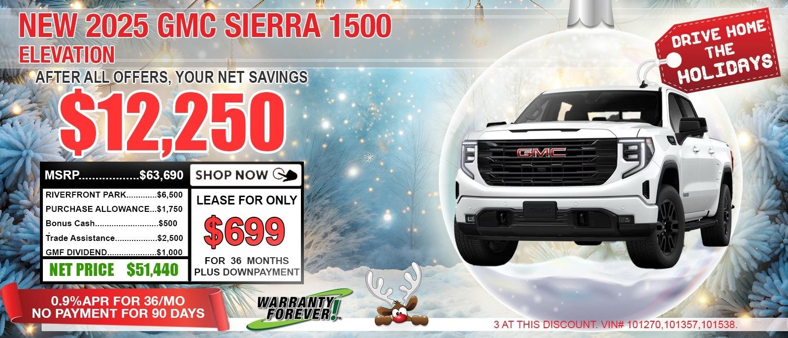 2025 GMC Sierra 1500 ELEVATION. Your Net Savings After All Offers save up to $12,250.