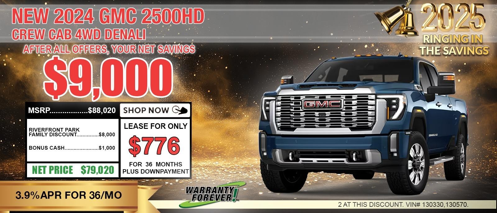 2024 GMC Sierra 2500HD DENALI. Your Net Savings After All Offers Your Net Savings $9,000.