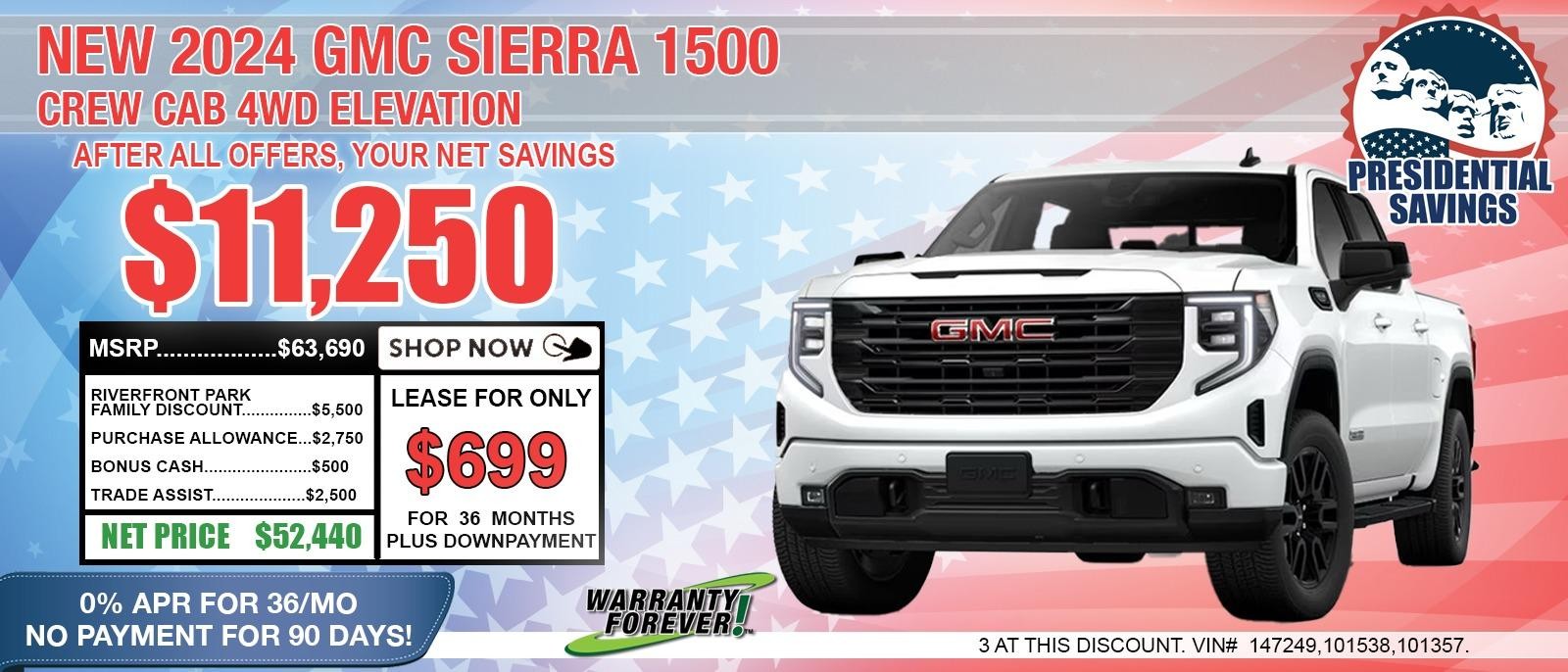 2025 GMC Sierra 1500 ELEVATION. Your Net Savings After All Offers save up to $11,250.