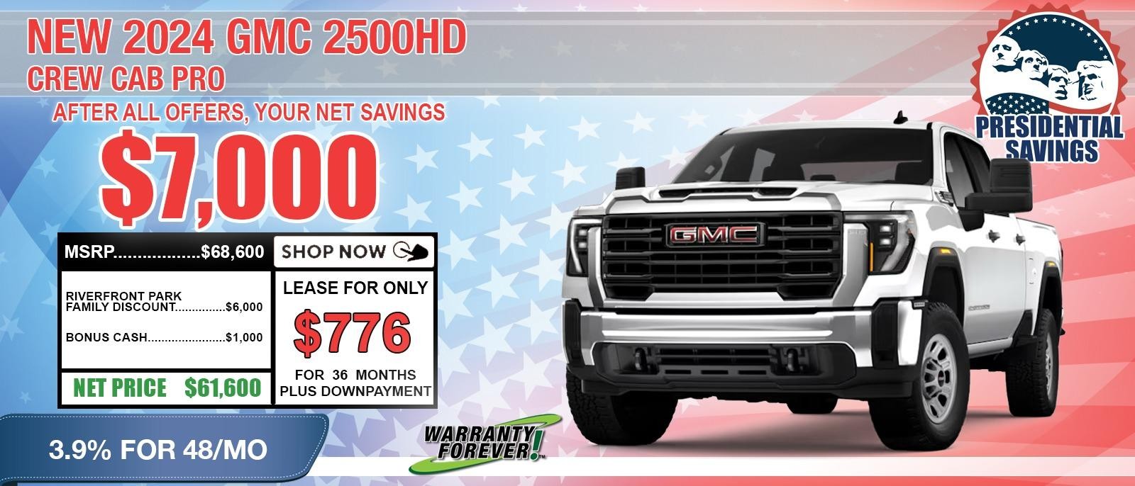 2024 GMC Sierra 2500HD PRO. Your Net Savings After All Offers Your Net Savings $7,000.