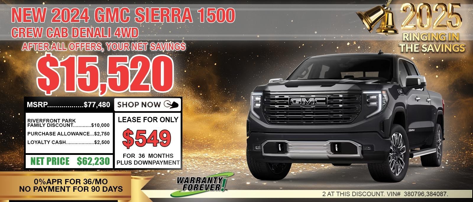 2024 GMC Sierra 1500 CREW CAB DENALI. Your Net Savings After All Offers save up to $15,520.