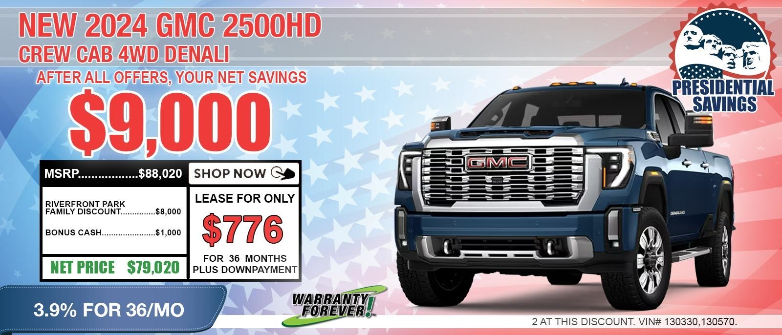 2024 GMC Sierra 2500HD DENALI. Your Net Savings After All Offers Your Net Savings $9,000.