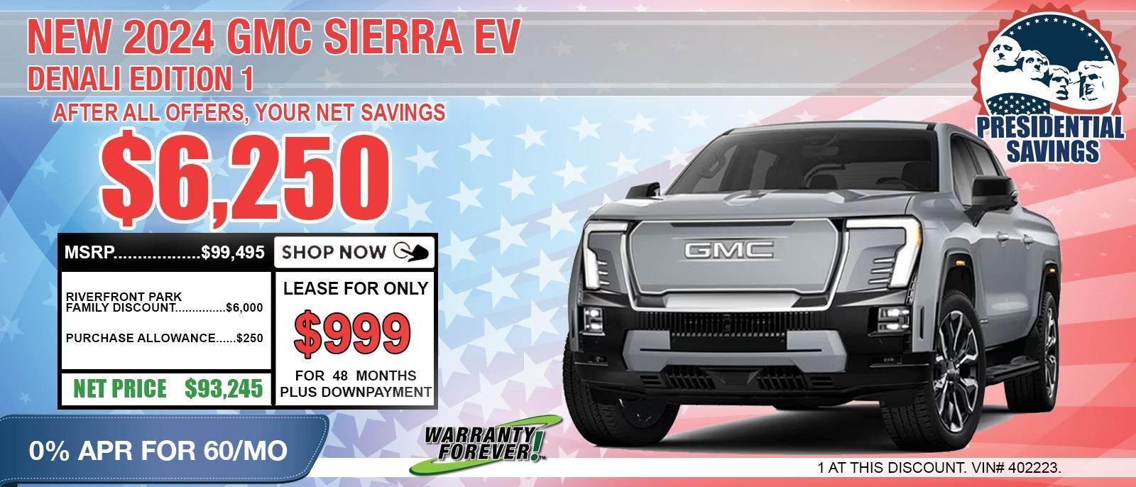 2025 GMC Sierra 1500 ELEVATION. Your Net Savings After All Offers save up to $6,250.