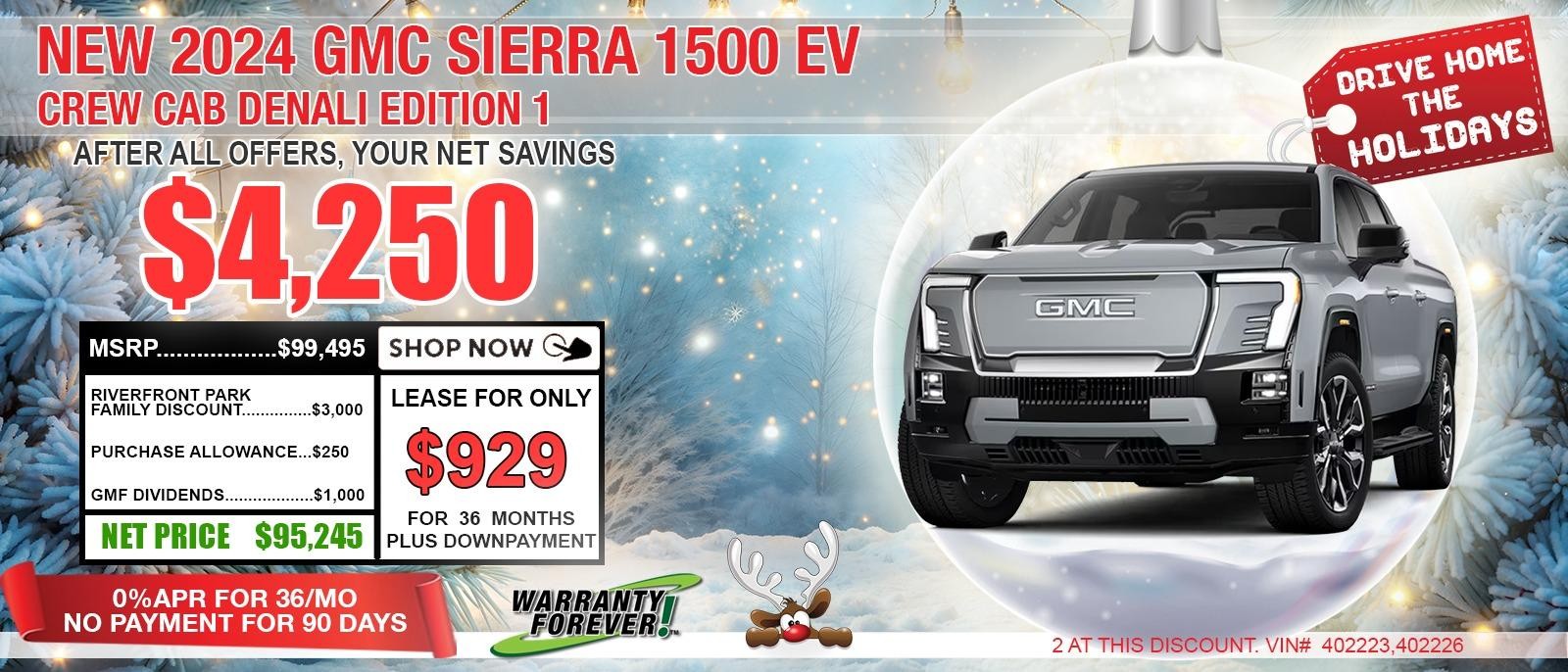 2024 GMC Sierra 1500 EV CREW CAB DENALI EDITION 1. Your Net Savings After All Offers save up to $4,250.