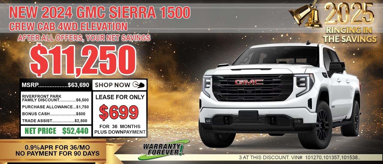 2025 GMC Sierra 1500 ELEVATION. Your Net Savings After All Offers save up to $11,250.