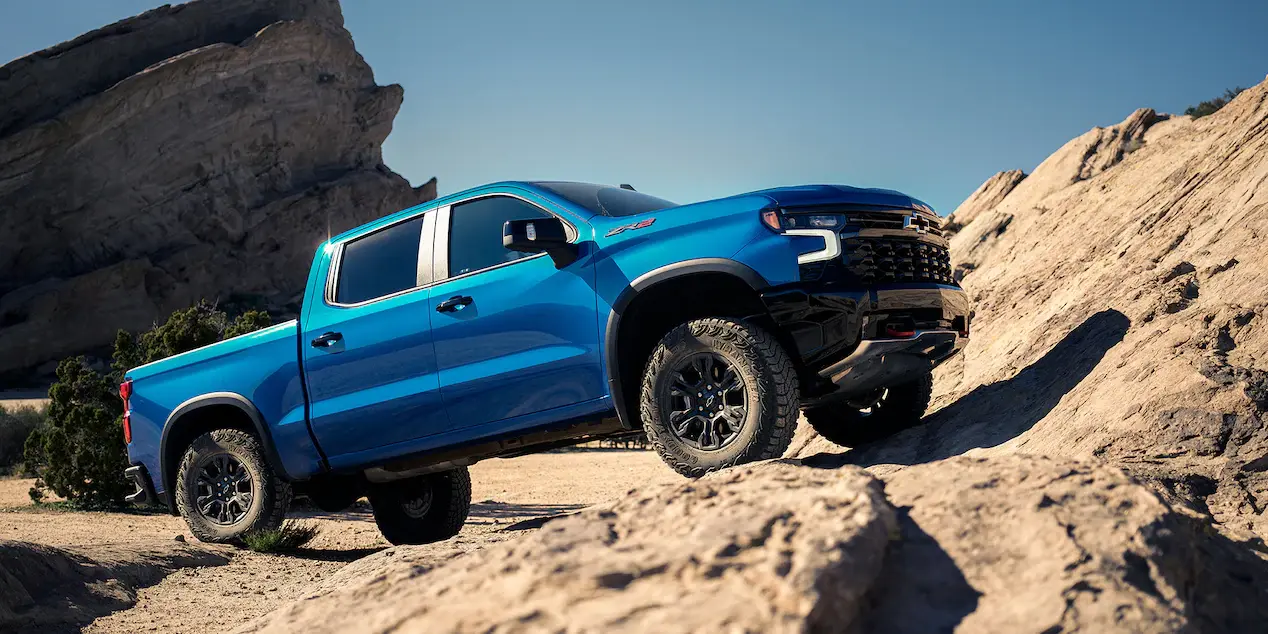 Blue 2022 Chevy Silverado ZR2 Offroading