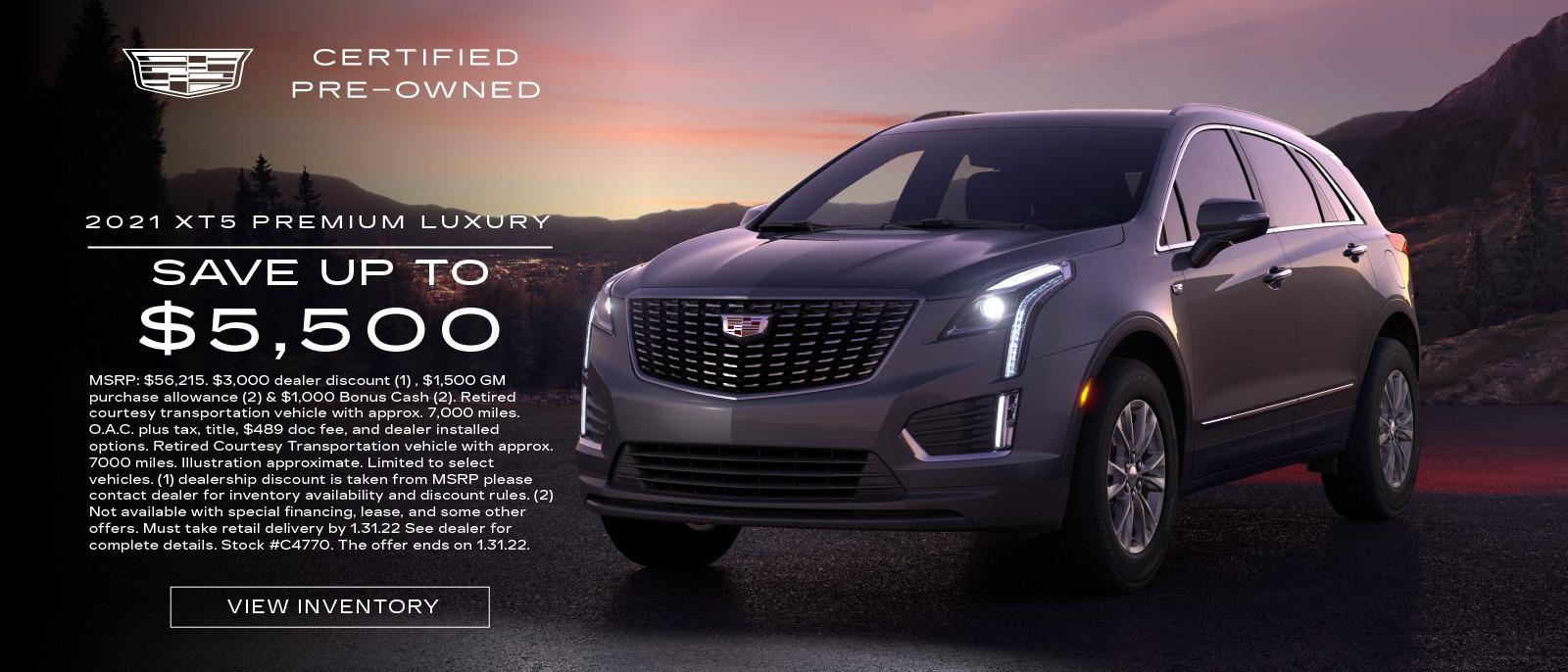 Save up to $5,500 on a 2021 XT5 Premium Luxury