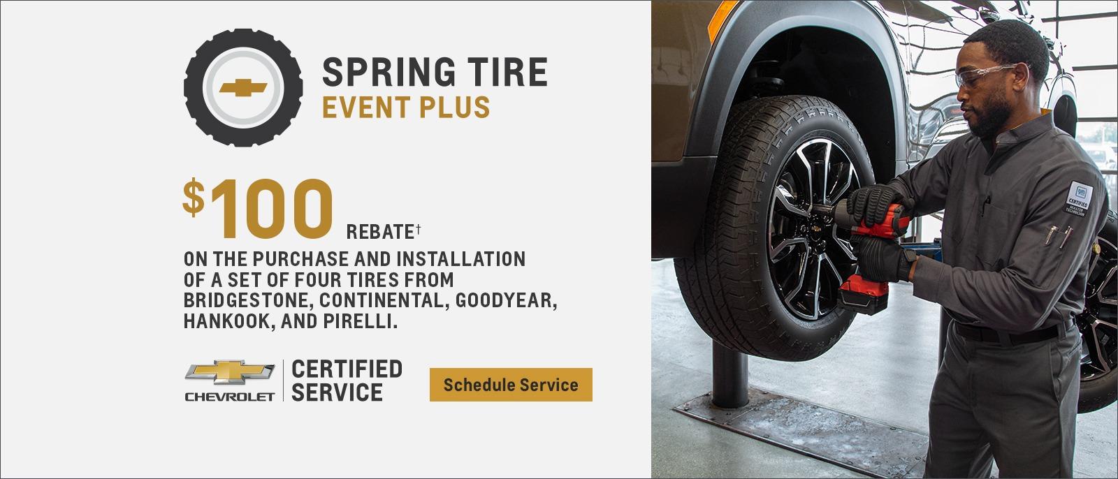 Up to $100 in rebates on a set of four tires from select brands.