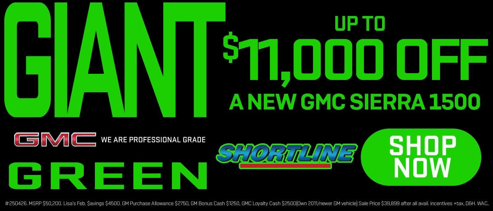 Save Giant Green now on a new GMC Sierra 1500