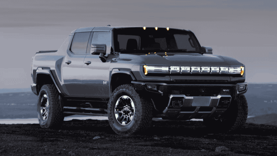 The 2025 Hummer EV pickup truck is parked.