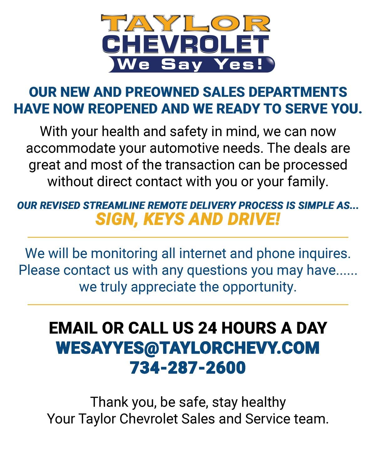 Taylor Chevrolet is a TAYLOR Chevrolet dealer and a new car and used