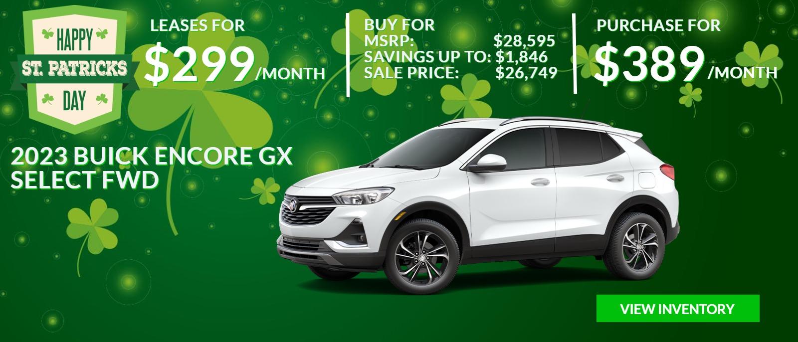 2023 Encore GX 3 Offer St. Patrick's Day Sale Hero
