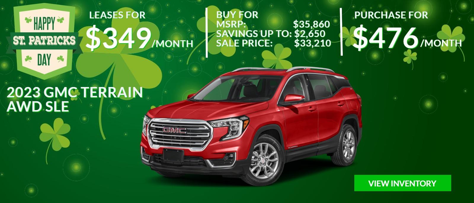 2023 Terrain 3 Offer St. Patrick's Day Sale Hero