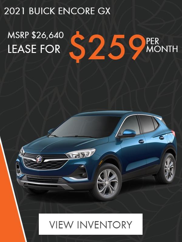 2021 Buick Encore GX
LEASE $259/month for 36 months. $1000 due at signing