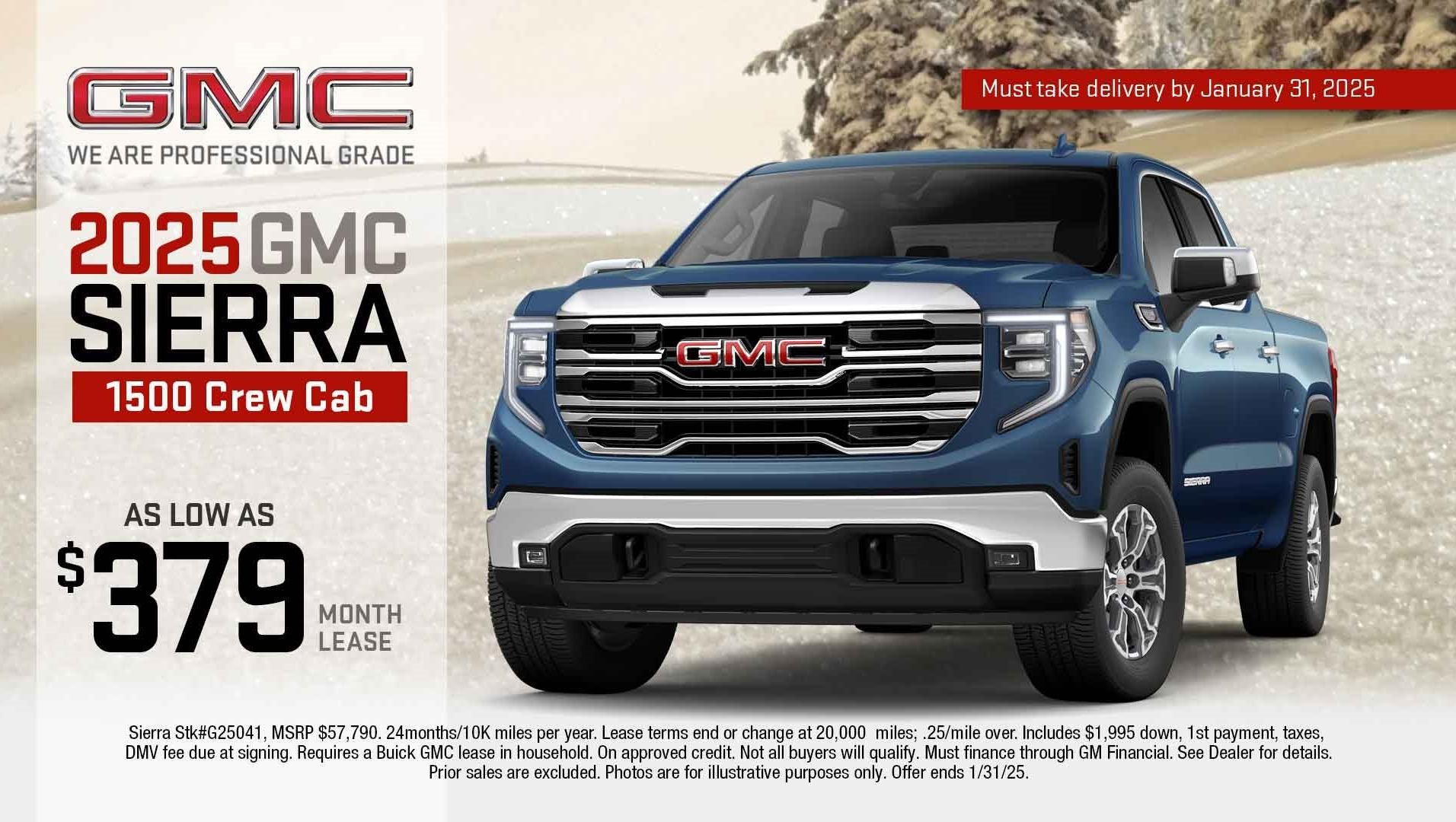 2025 GMC Sierra Crew Cab as low as $379/month lease