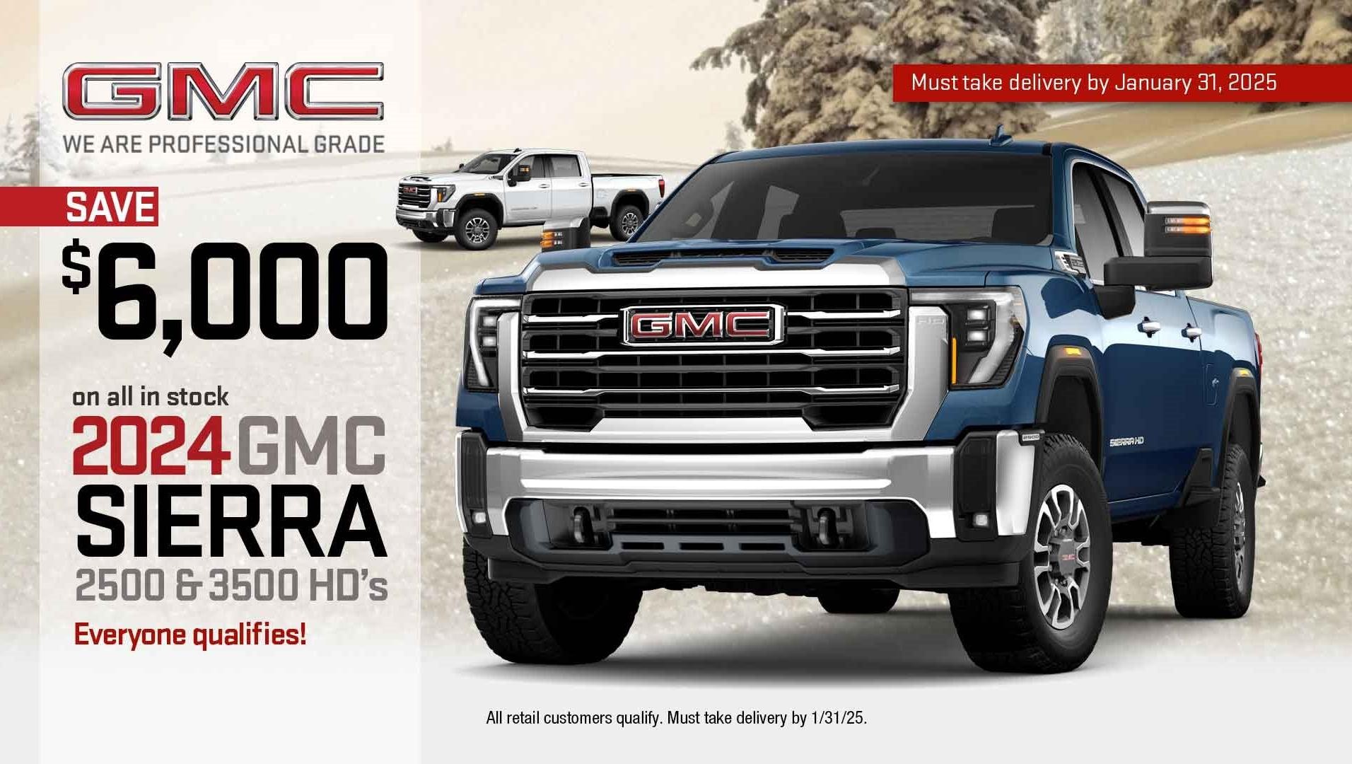 Save $6,000 on all In Stock 2024 GMC HD’s!