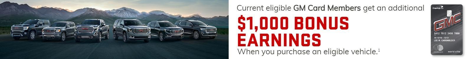 $1,000 GM Card Bonus Offerings Vehicle Lineup