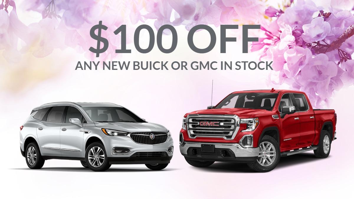 $100 off any new buick or gmc in stock
