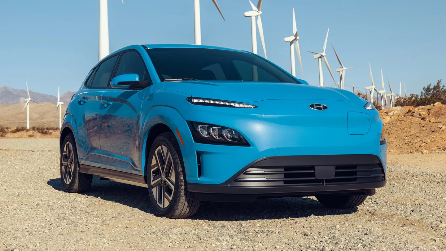 Hyundai Kona EV at wind farm