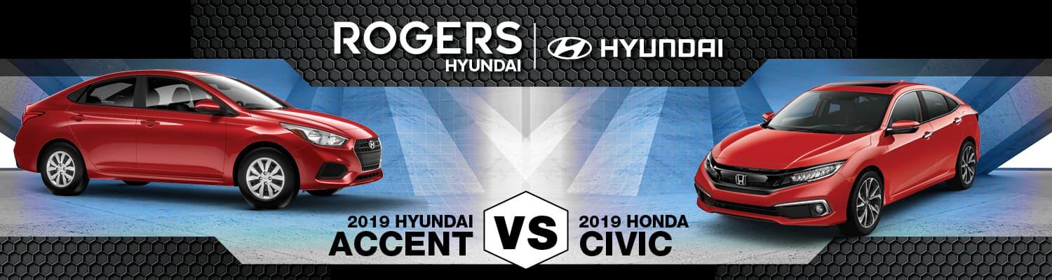 2019 Hyundai Accent vs. 2019 Honda Civic  Rogers Hyundai