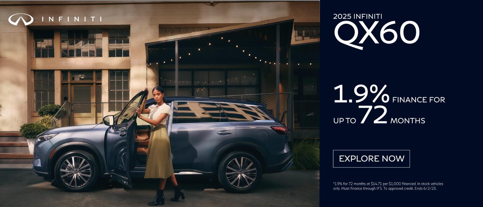 2025 QX60 1.9% Finance for up to 72 months