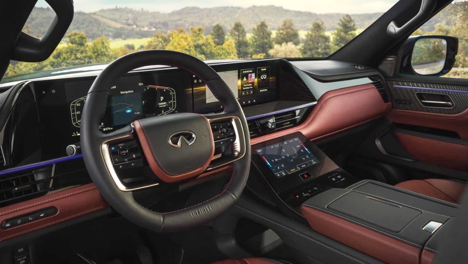 2025 QX80 front console and infotainment system