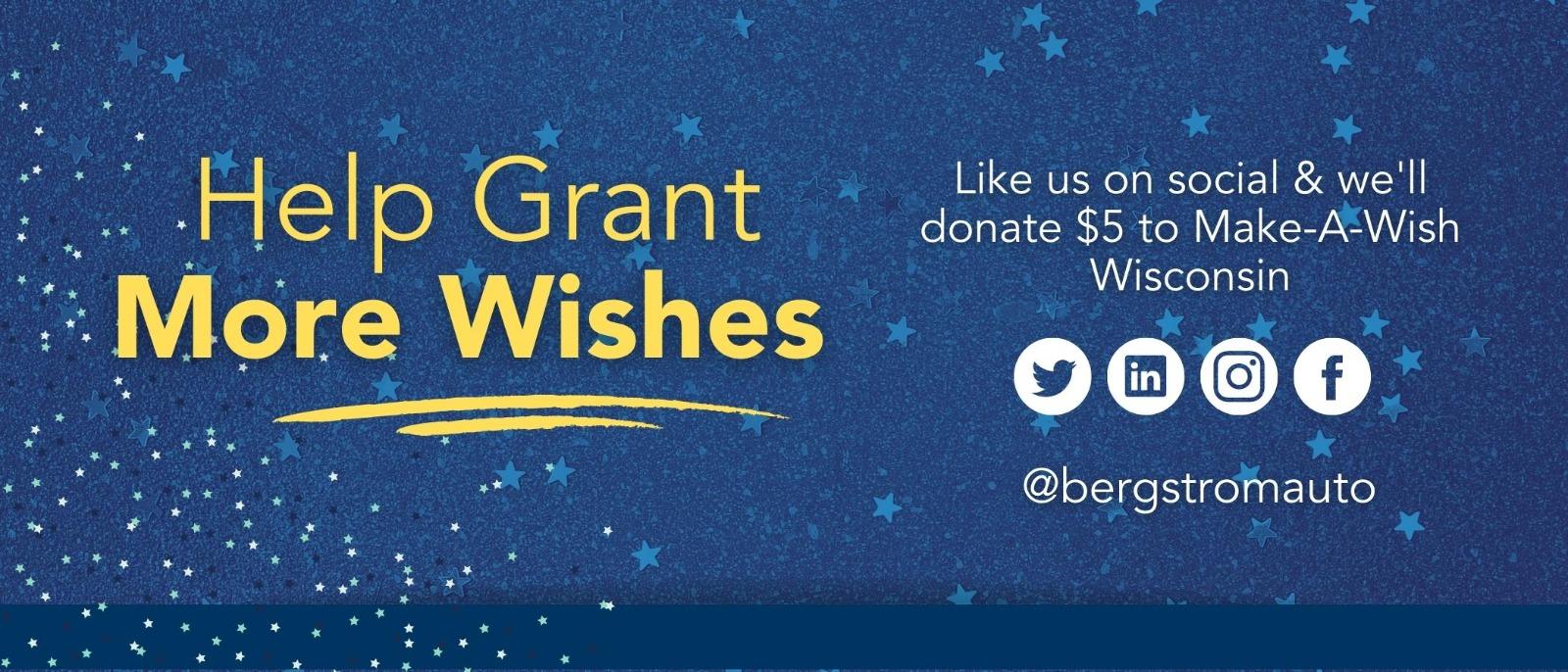 Like us on social & we'll donate $5 to Make-A-Wish Wisconsin