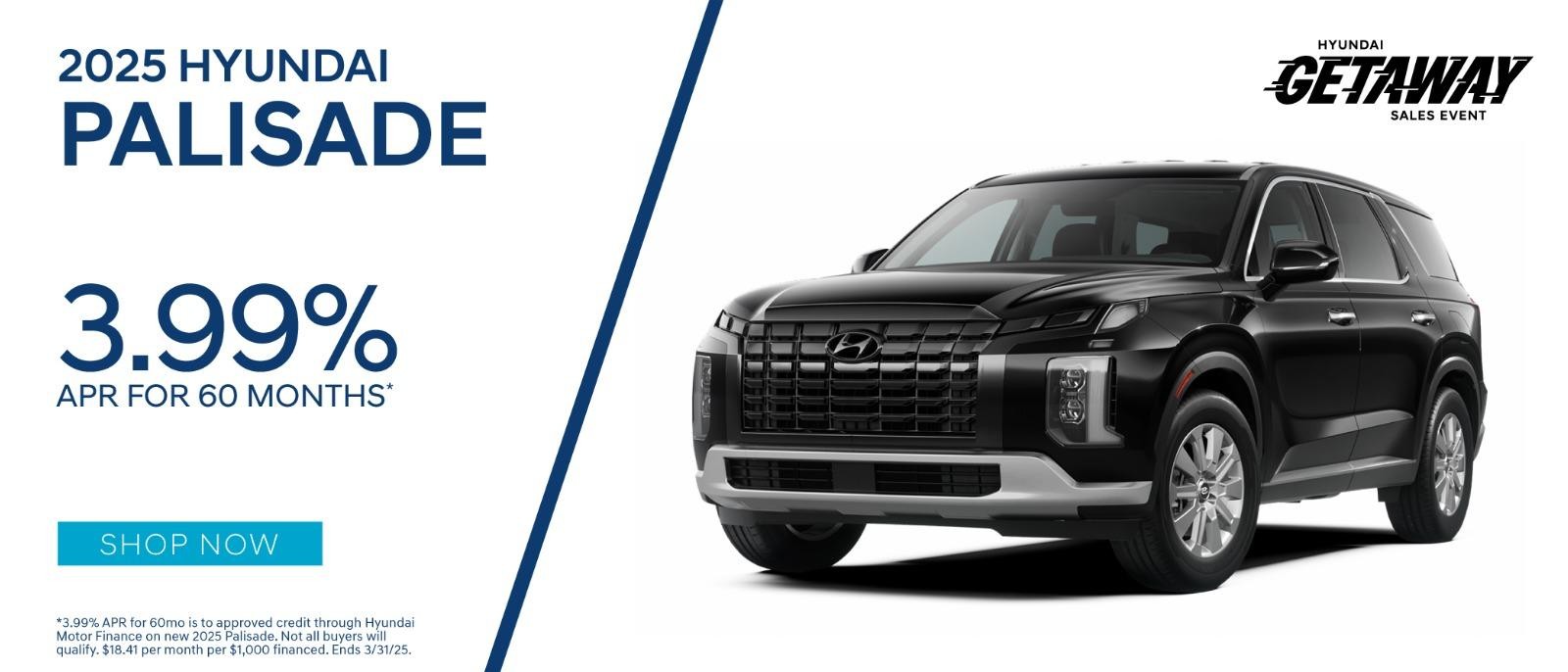 2025 Hyundai Palisade 3.99% apr for 60 months