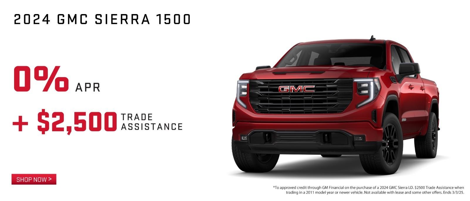 2024 GMC Sierra 0% APR + $2,500 Trade Assistance