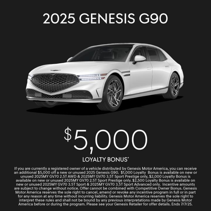 Genesis G90 $5,000 loyality bonus