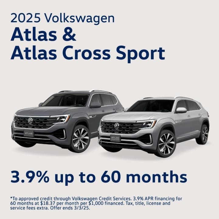 2025 Volkswagen Atlas, Atlas Cross 3.9% UP to 60 months