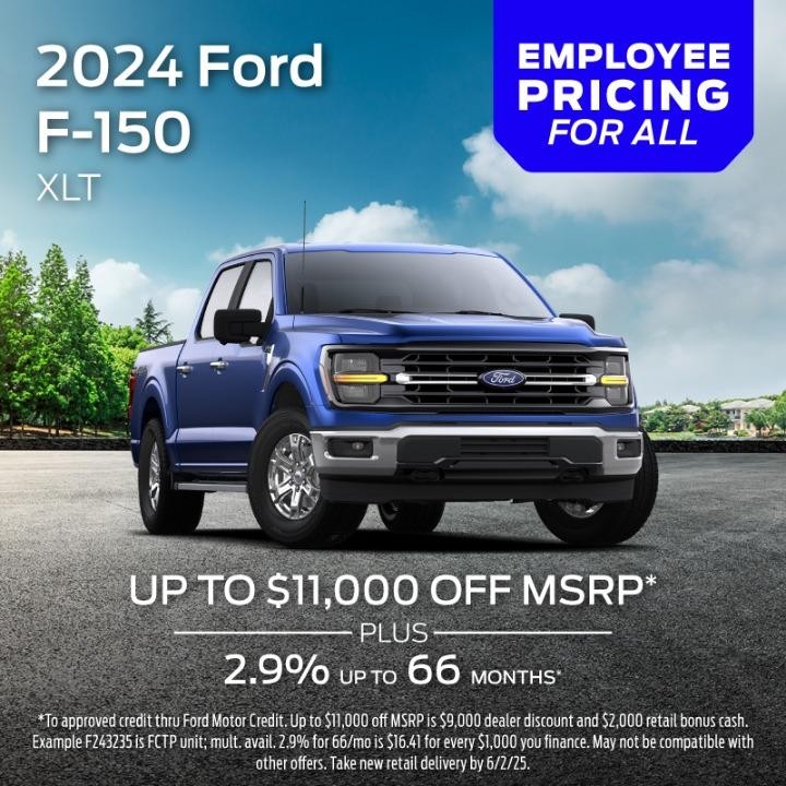 2024 Ford F-150 $11,000 off msrp plus 2.9% up to 66 months