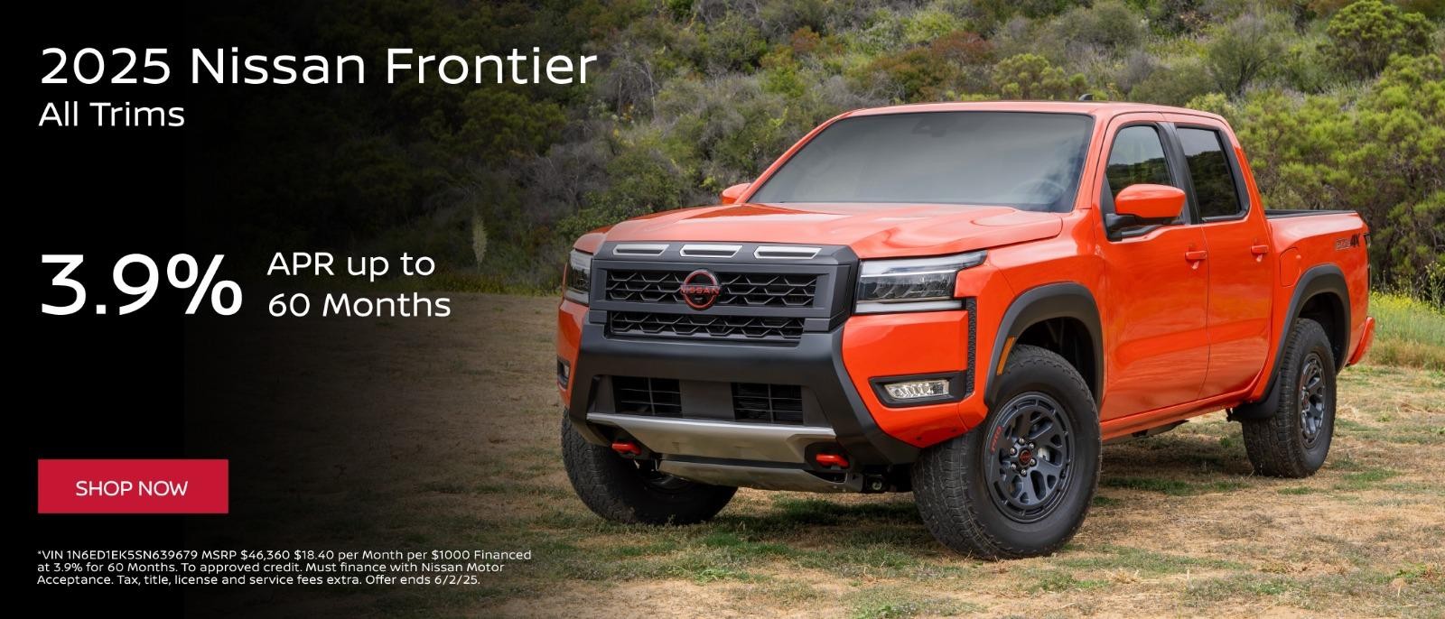 2025 Nissan Frontier 3.9% APR up to 60 months