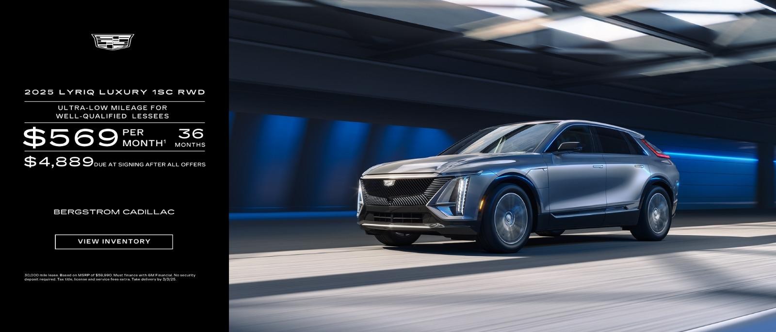 2025 Cadillac Lyriq $569/month for 36 months