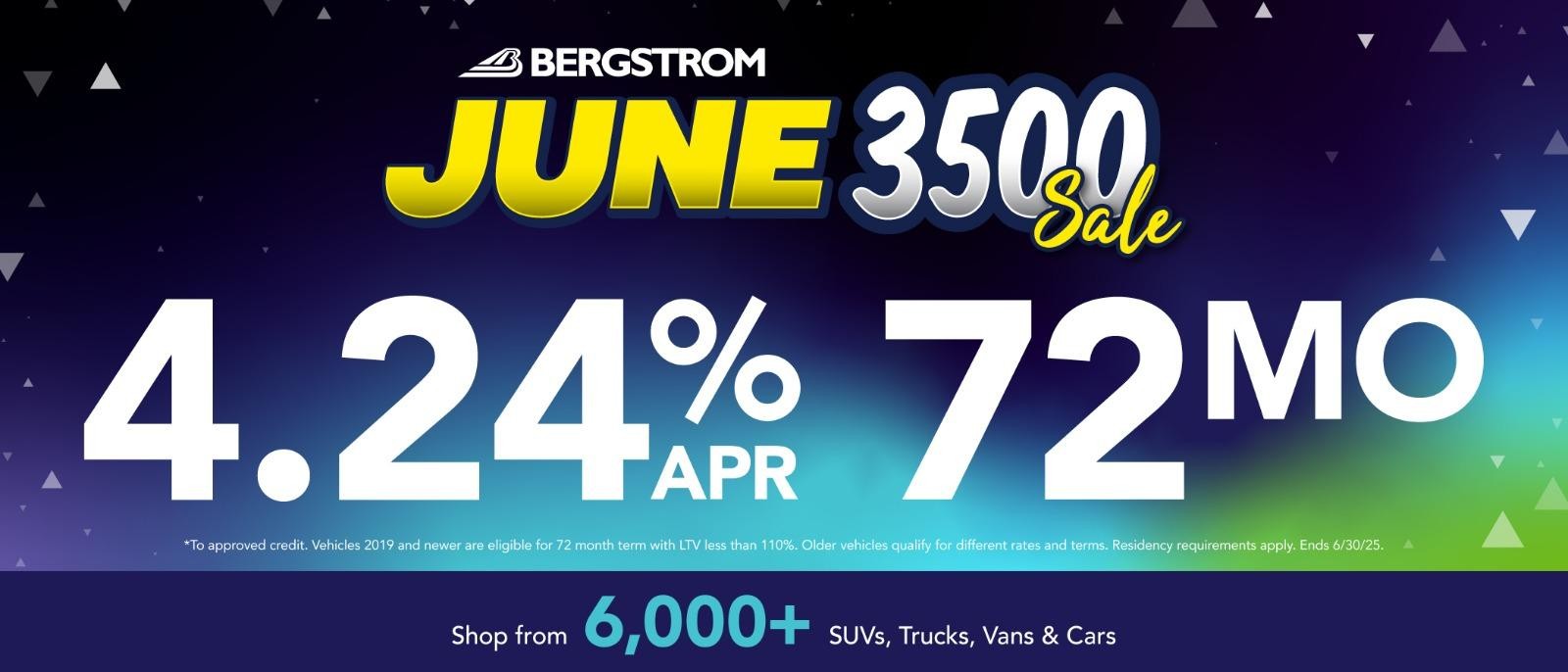 June 3500 4.24%APR for 72 months