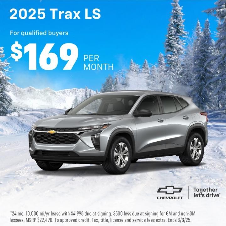 2025 Chevy Trax LS  Lease for $169 per month