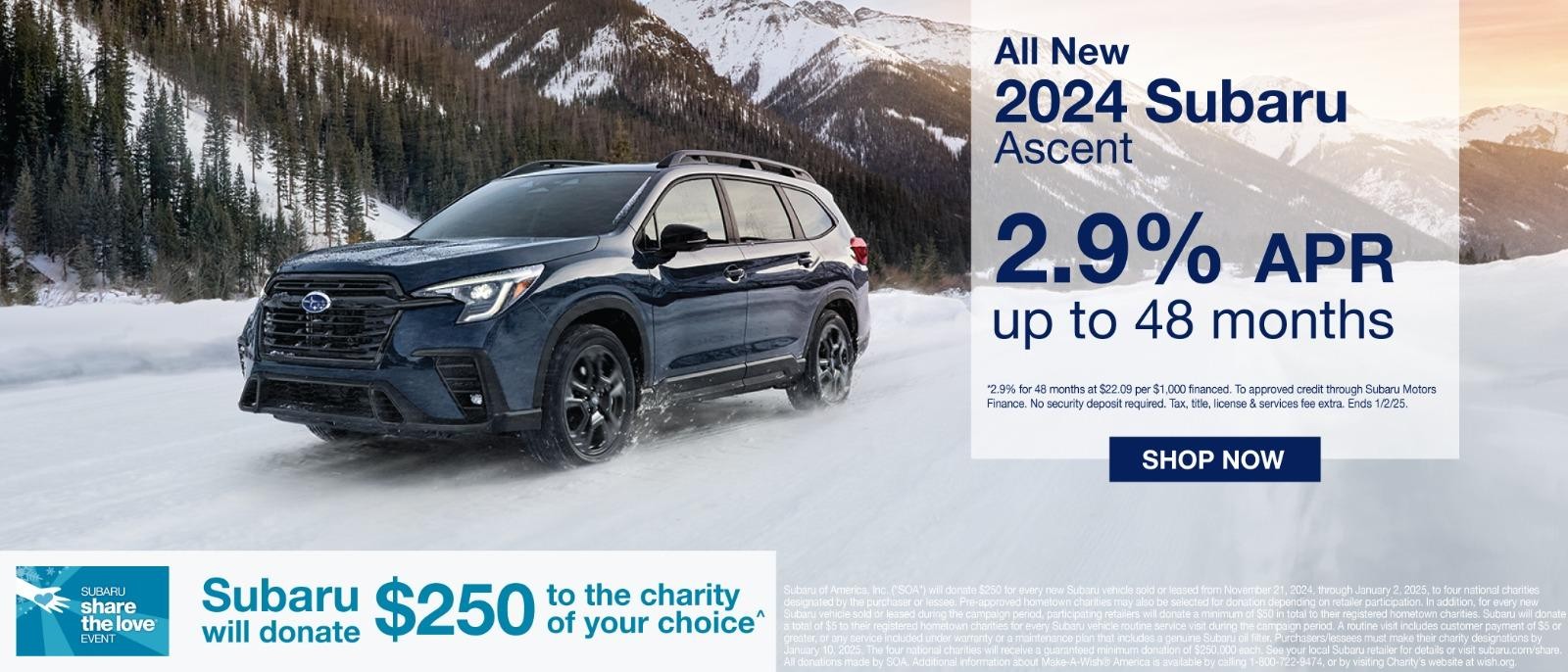 2024 Subaru Ascent 2.9% APR For 48 months