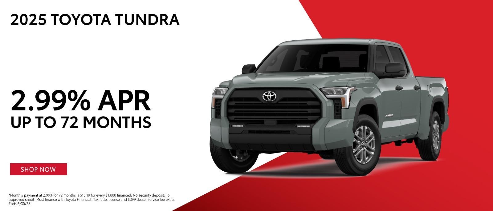 2025 Toyota Tundra 2.99% APR for 72 Months
