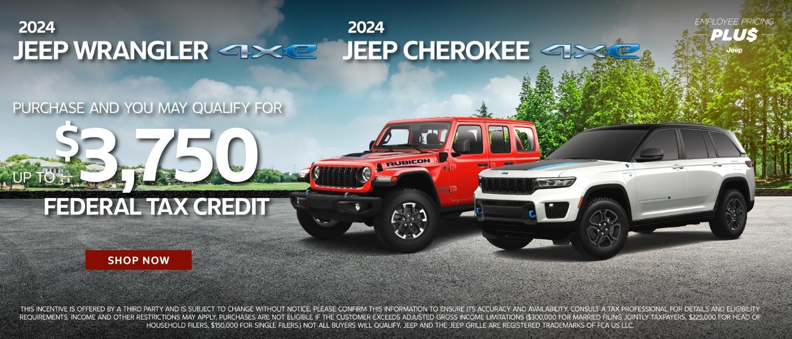 2024 Jeep Wrangle and Cherokee up to $3,750 federal tax credit
