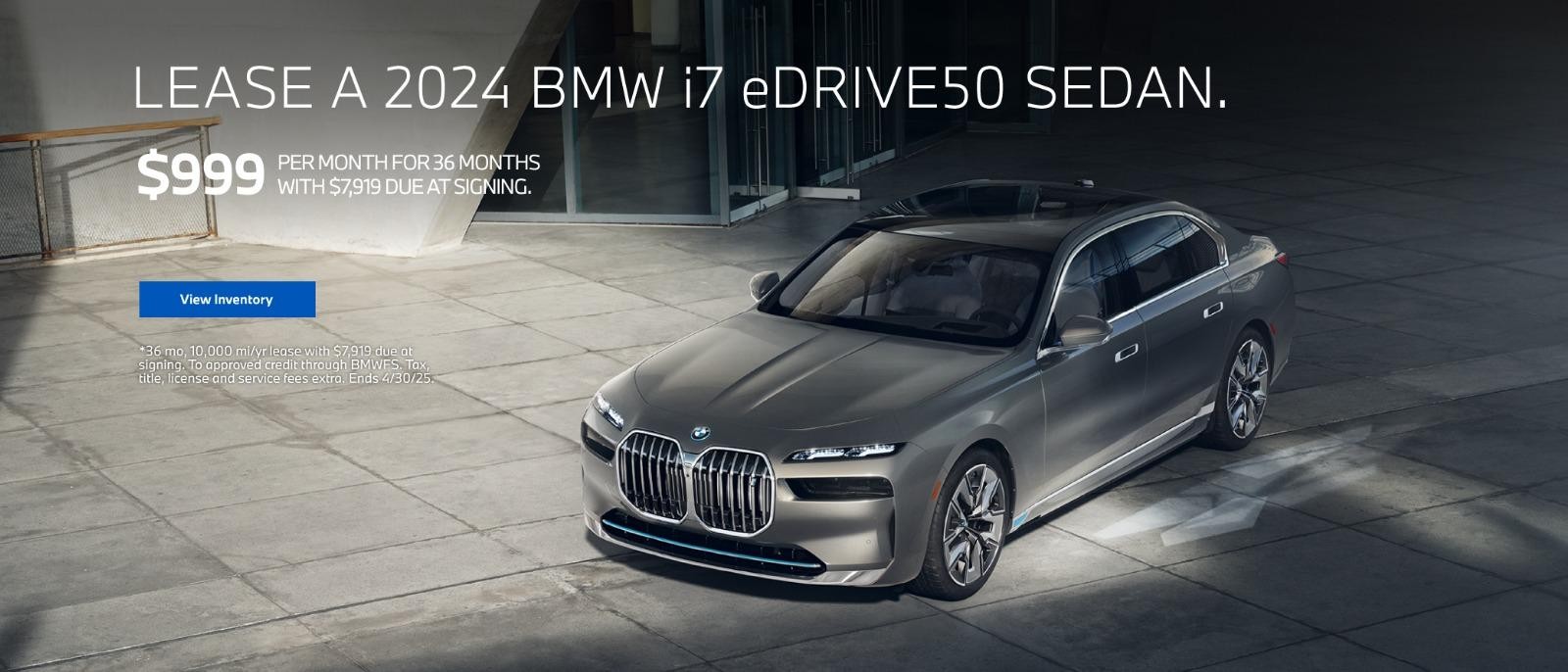 2024 BMW i7 $999/mo for 36 months