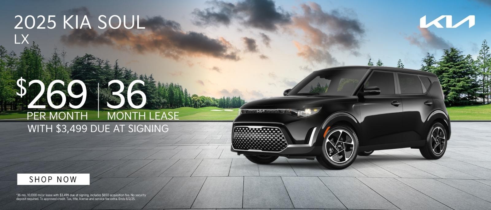 2025 Kia Soul $269/mo for 36 months