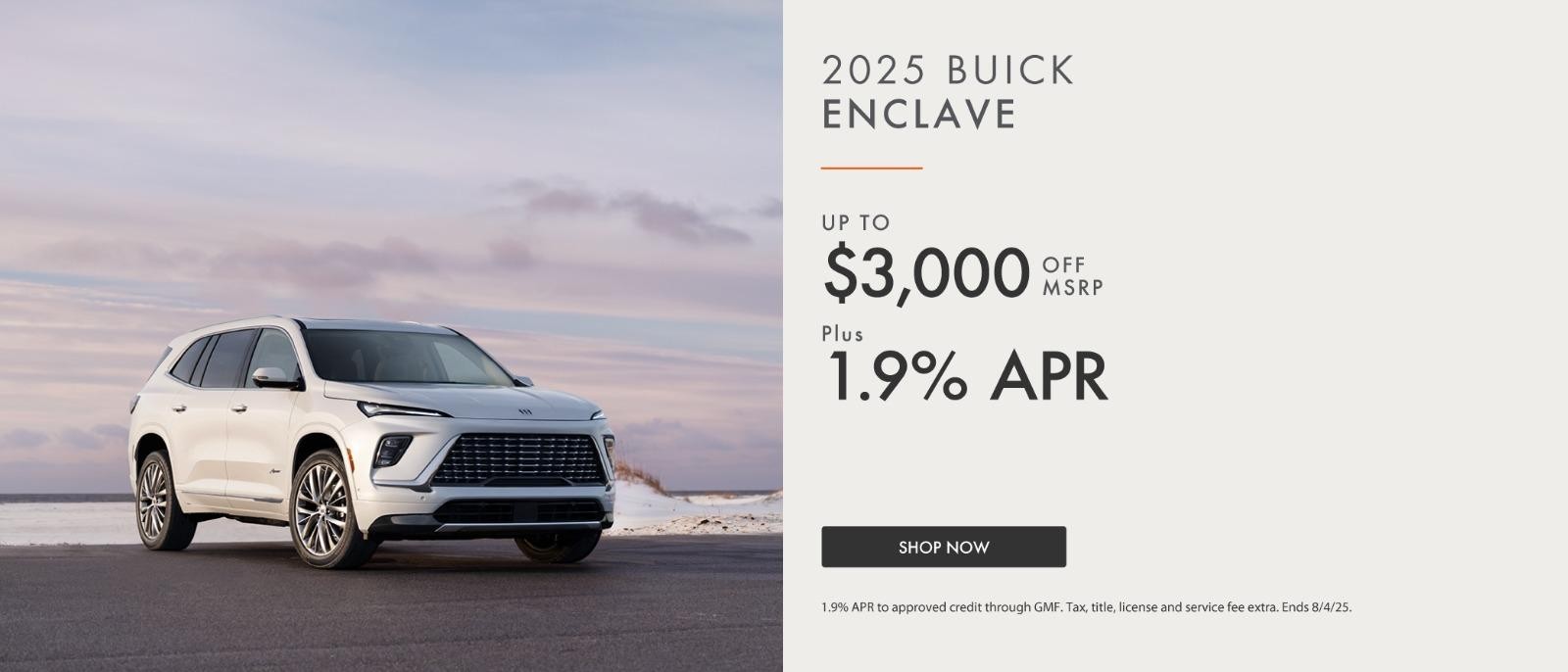 2025 Buick Enlave up to $3,000 off msrp plus 1.9% APR