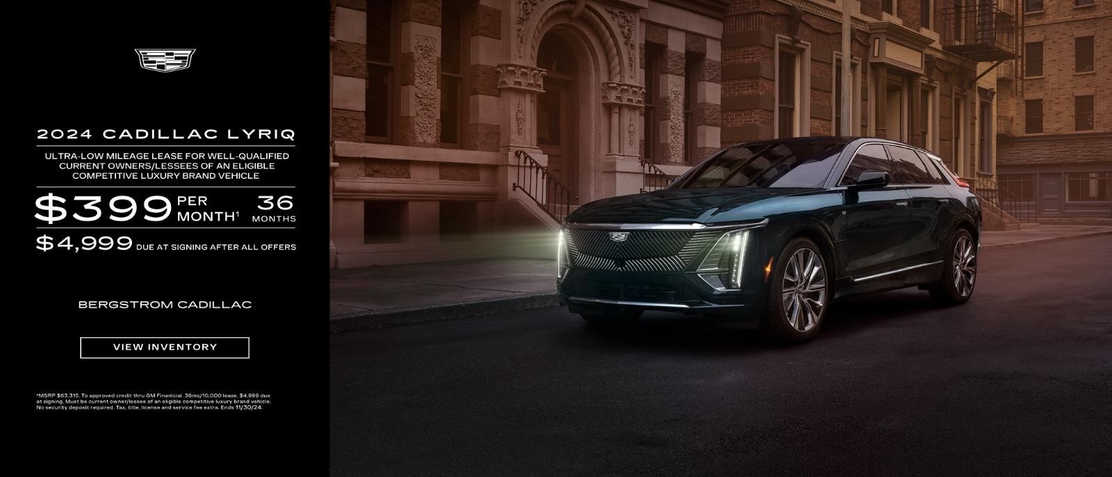 2024 Cadillac Lyriq Lease for $399 per month for 36 moths